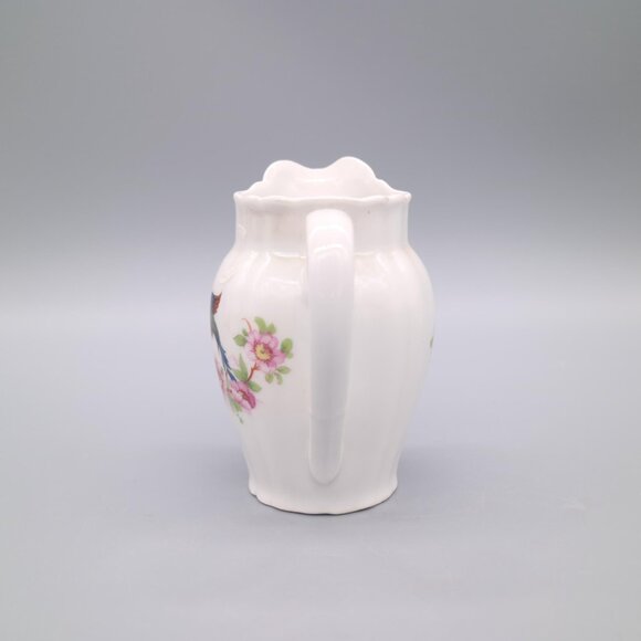 Vintage Fine German Porcelain Floral Design with Birds Creamer Mini Pitcher - Picture 4 of 6